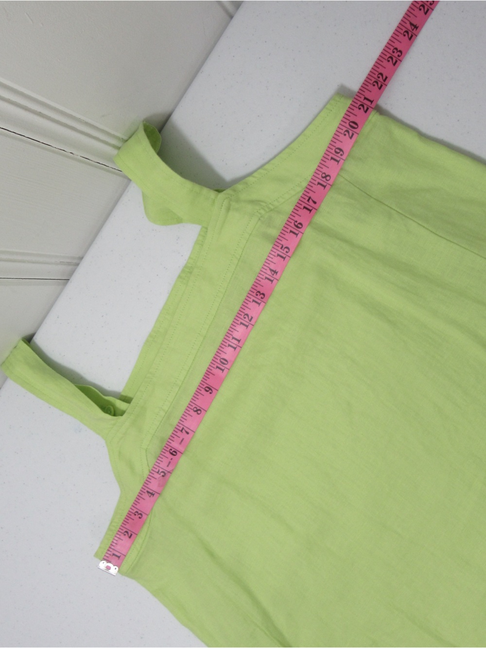 EILEEN FISHER Organic-Linen Square-Neck Dress Honeydew Size Large - Picture 13 of 17